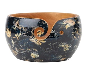 Bol en fil de bois fait main de meilleure qualité Bol en laine de bambou Motif décoratif Poli Style de Noël Porte-fil d'amour pour - Product Image 6