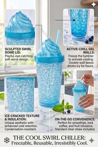 Gobelet en plastique bleu avec paille et couvercle à visser, design moderne pour les voyages, utilisation unisexe, sans BPA - Product Image 4