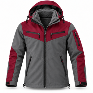 Veste Softshell d'hiver pour homme, personnalisable en usine, avec capuche amovible, doublure polaire, blocs de couleur, imperméable, pour la randonnée et les voyages en extérieur - Product Image 1