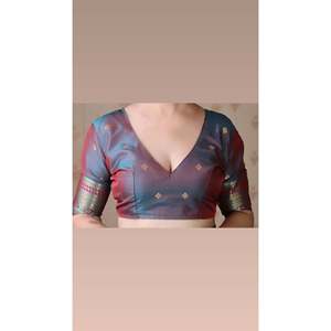 Sari en soie douce rose Elite Weaves Banarasi ZigZag Meenakari Zari tissé 650g - Product Image 1