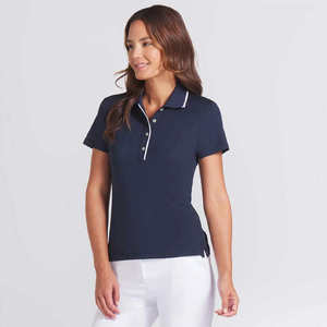 Chemises polo respirantes pour femmes, manches courtes, coupe ajustée, bordure contrastée, coton piqué, décontractées, pour le golf, le tennis, uniformes d'équipe, hauts, t-shirts - Product Image 1