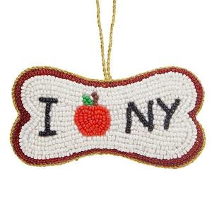 Souvenir de voyage de New York, ornement suspendu en acier inoxydable perlé « I Love NY », broderie de sequins faite à la main, cristal chrétien - Product Image 1