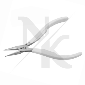 Alicates de punta fina de 120 mm de acero inoxidable con mordazas lisas y agarre de plástico, herramientas de precisión para fabricación de joyas DIY y crimpado de circlips - Product Image 2