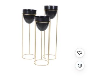Modern Gold Plated Metal Flower <b>Stands</b> Set Black Planters Indoor Decorative <b>Vases</b> Minimalist Design for Home Use - Product Image 6