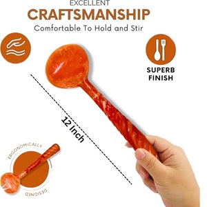 Utensilios de Cocina Color Caramelo, Tenedor y Cuchara de Resina Rosa Pastel, Decoración Estética para Habitación y Cubiertos para Servir en Fiestas, Juego de 2 Piezas - Product Image 6