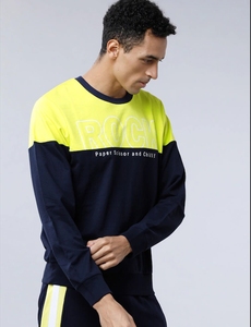 Sudadera de Cuello Redondo para Hombre, Diseño con Bloques de Color, Corte Regular, Informal, Tejida, 100% Algodón, para Otoño - Product Image 1