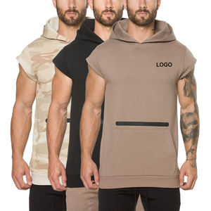 High Quality Vests <b>Sleeveless</b> Tops Gym Men Workout <b>Hoodie</b> Tank Fitness Sports Wear Vest <b>Sleeveless</b> Hoodies With Zipper Pocket - Product Image 1