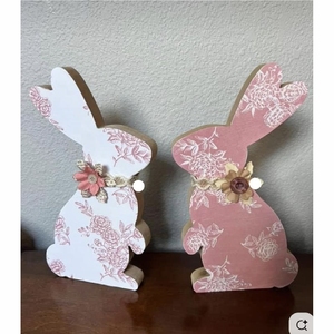 Plaque de bienvenue en bois découpée au laser avec lapin de Pâques et carottes, en MDF brut pour artisanat DIY, décoration de porte pour enfants, Pâques - Product Image 4