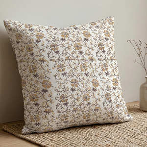 Housse de coussin marron imprimée à la main, motif géométrique mandala, oreiller décoratif moderne rustique pour salon - Product Image 3