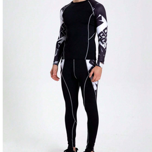 2-Piece <b>Compression</b> Sportswear MMA Set <b>Tight</b> Fit Base Layer Sport High Elastic Performance <b>Compression</b> Suit - Product Image 2
