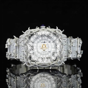 Spectacular Luxury Moissanite Diamond Wristwatch Case Stainless Steel Quartz 20mm Band Iced Hip Hop Design 10 Bar Water - Product Image 1