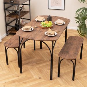 Set da Pranzo per 4 Persone in 3 Pezzi con Tavolo da Pranzo con Struttura in Metallo - Product Image 2