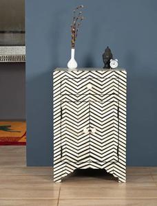 Table à tiroirs en os incrusté de la marque ILAHI, design moderne, détails en agate, rangement à trois niveaux, meuble portable pour la maison - Product Image 5