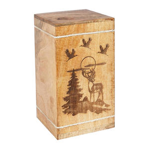 Industry Leader High Quality Wooden Urn for Human Ashes Adult, <b>Dog</b> Cat Pets Urn <b>Box</b> Deer Carved Burial Funeral Pet <b>Memorial</b> Urns - Product Image 1