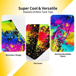 เสื้อกล้ามออกกำลังกายผู้ชายแบบแห้งเร็ว พิมพ์ลายดิจิตอล 3 มิติ หลายสี คอกลม รับผลิตแบบ OEM/ODM - Product Image 4