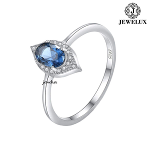 Bague en argent 925 pour femme Jewelux, saphir taille poire, sertissage pavé, bague de fiançailles romantique, pierre précieuse en forme de goutte d'eau, d'Inde - Product Image 1