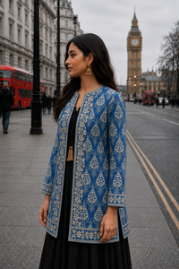 Women's Winter <b>Jacket</b> with Hand Embroidered Suzani Design <b>White</b> Fabric Bridesmaid Gift or Women's Clothing OEM ODM Bulk Sale - Product Image 2