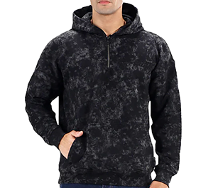 Sweat-shirt en molleton à capuche et demi-zip pour homme, coupe classique, motif uni noir et gris, décontracté, pour l'automne - Product Image 1