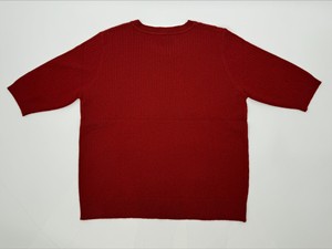 Jersey de punto de manga corta granate de alta calidad para mujer, suéter de moda informal con cuello redondo para otoño - Product Image 3