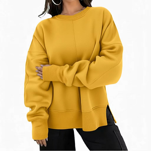 Solid Yellow Manufacturer OEM/ODM Tie dye Crewneck Wholesale Relaxed Fit French Terry Custom Lettering Available Women's Hoodies - Product Image 1
