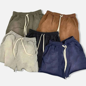 Shorts de sport pour homme personnalisés, violets, en coton molletonné épais, style vintage délavé, vente en gros - Product Image 5