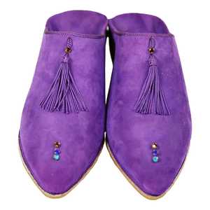 Babouches Chochia en daim marocain véritable pour femmes Biyadina avec doublure de luxe et semelle intercalaire en caoutchouc Taille 5 - Violet - Product Image 4