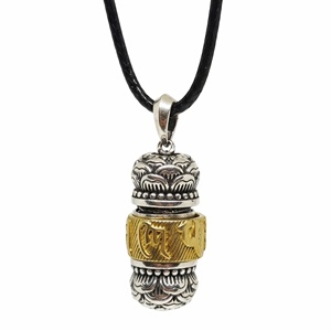 Fashion Pendant Necklace-16mm Pure <b>Titanium</b> Steel Zen Wheel Pendant with 24-26 Inch Adjustable Leather Rope for Men - Product Image 3