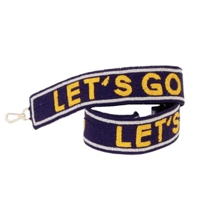 Export Quality Stylish Beautiful Purple & Gold Beaded Gameday Bag <b>Straps</b> University Style Letters Lets Go Crossbody Bags <b>Straps</b> - Product Image 1