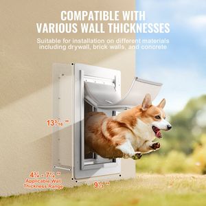 Puerta para Perros con Marco Metálico Resistente a la Intemperie de 9.29 x 13.19 Pulgadas con Cerradura, Sistema de 3 Solapas, Fácil Instalación, Puerta Interior/Exterior para Mascotas - Product Image 4