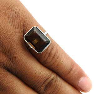 Elegant Handmade 925 Sterling <b>Silver</b> <b>Ring</b> With <b>Emerald</b> Cut Natural Smokey Quartz Gemstone Unique Handcrafted Bohemian <b>Rings</b> - Product Image 3