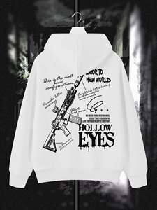 เสื้อฮู้ดดี้ผู้ชายไซส์ใหญ่สไตล์โกธิค ปักลายตามสั่ง รับผลิตแบบ OEM ODM พิมพ์ลายด้านหลัง แขนยาว สตรีทแวร์ MOQ ต่ำ - Product Image 2