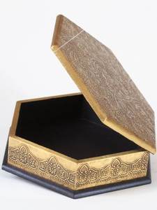 Boîte à bijoux vintage en bois et laiton, organiseur élégant pour bagues, colliers, boucles d'oreilles et maquillage, décoration de coiffeuse, article cadeau - Product Image 5