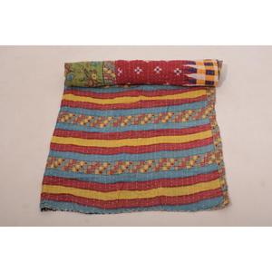 Traditional Indian Cotton Kantha Gudri <b>Quilt</b> <b>Handmade</b> Reversible Vintage Bedspread Home Decor - Product Image 2