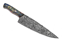 Pisau koki dapur kustom baja Damaskus buatan tangan pisau pemotong sayuran kualitas tinggi dengan selubung kulit