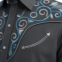 Kemeja Rajut Lengan Panjang Bordir Bunga dengan Logo di Depan, Kancing Depan, Cetak Kustom, 100% Poliester Anti Kusut, Gaya Barat untuk Pria