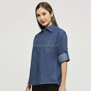 Nardon Apparel <b>Women</b> 2025 New Arrivals Fashion Casual Button Vintage Long Sleeve Cotton Jeans Shirts <b>Women</b> <b>Tops</b> Denim Shirt - Product Image 5