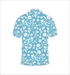 Polo pour homme bleu à imprimé tropical, manches courtes, décontracté, été, golf, léger, col classique, chemise tendance - Product Image 3