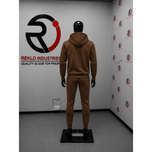 Conjunto de Sudadera con Capucha y Pantalones Deportivos para Hombre, Color Marrón, Manga Larga, Informal, 100% Algodón, Cierre con Cordón, Impresión por Transferencia de Calor - Product Image 4