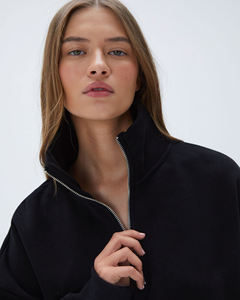Custom High Quality Best Sweatshirts Manufacturer Women's Oversized Half <b>Zipper</b> Sweatshirts Cotton Fleece Drop Shoulder Pullover - Product Image 4