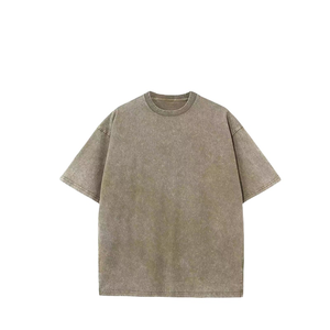 เสื้อยืดสไตล์วินเทจทรงปกติ แขนสั้น ล้างสีแบบแอซิดวอช สตรีทแวร์ ดีไซน์ขาดๆ ผ้าฝ้ายถัก 100% เป็นมิตรต่อสิ่งแวดล้อม - Product Image 5