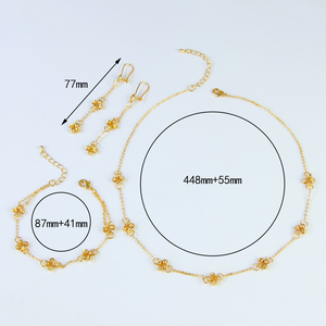 Collar de Cuentas de Oro Sencillas, Juego de 3 Piezas, Venta al por Mayor, Oro de 21k, Diseño Elegante, Joyería de Boda para Mujeres de Oriente Medio - Product Image 4