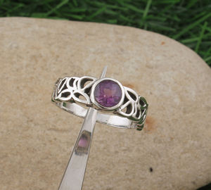 Anillo con Bisel de Turquesa Natural, Plata de Ley 925, Gema Morada, Joyería de Piedra Natalicia de Febrero para Mujer, Venta al por Mayor AAA - Product Image 1