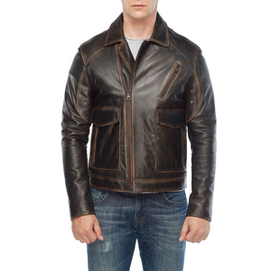 Chaqueta de Cuero de Primera Calidad para Hombre, Estilo 2026, con Cuero Vacuno 100% Original, Servicio OEM Personalizado - Product Image 1