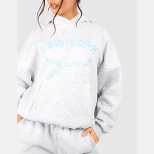 Nuevo conjunto de 2 piezas de lana de mujer de gran tamaño personalizado de moda para mujer conjunto de chándal de Fitness de moda con estampado de algodón y poliéster - Product Image 2