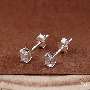 0.25Ct Emerald Cut Lab Grown Diamond <b>Stud</b> Earrings Prong Set IGI Certified 925 Sterling <b>Silver</b> Dainty Minimal - Product Image 4