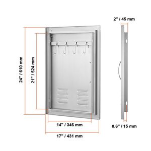 Porta di Accesso BBQ Singola per Cucina Esterna in Acciaio Inox 17L x 24A Pollici, Montaggio a Filo con Maniglia Verticale - Product Image 5