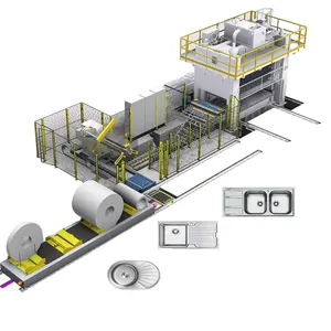 Edelstahl-Werkwaschbecken Herstellungsprozess automatische Waschbecken-Herstellungsanlage eine komplette Linie von Edelstahl-Werkwaschbecken