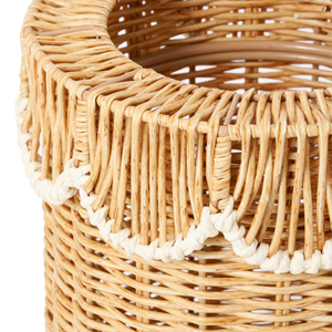 Handwoven Natural Rattan Trash Can Eco-Friendly Waste Paper Basket Classic Open Top Garbage <b>Bin</b> <b>Bedroom</b> Storage Basket - Product Image 5