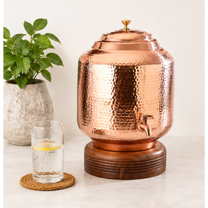 Distributeur d'eau en cuivre martelé Matka, directement de l'usine, avec support durable, finition antique, pot de stockage en cuivre, eau potable saine - Product Image 2
