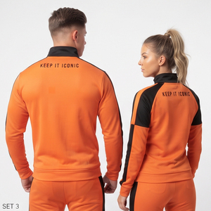 Ensemble de survêtement d'entraînement pour hommes en gros, vêtements de sport personnalisés pour équipes, ensemble veste zippée et pantalon de jogging 100 % polyester - Product Image 3
